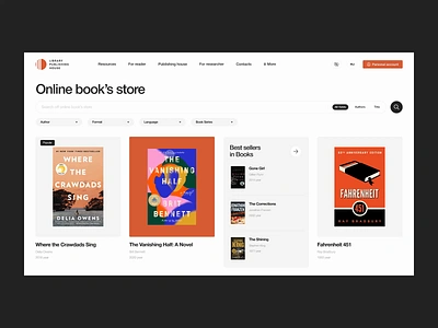 SFU - Motion black books bookstore clear design figma principle publishing house ui web