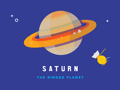 Planet Series: Saturn cassini flat icon illustration moons planets saturn solar system space