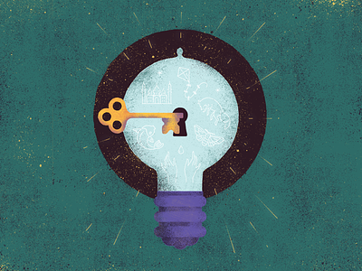 The Big Idea editorial idea illustration key light bulb writing