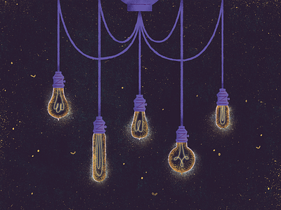 Light Bulb Chandelier editorial glow illumination illustration light purple