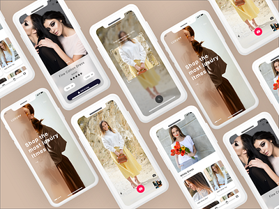 Luxury e-Commerce Shopping App UI Design clean concept girl mackup product web concept