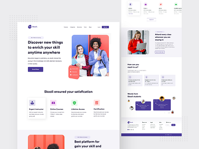 Skooli education website freebies 2020 trend branding design dribbble dribbble best shot education website learning platform minimal product design ui user experience userinterface ux