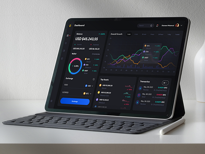 Dark Crypto Dashboard UI design admin admin panel admin theme admin ui banking blockchain crypto crypto dashboard dark dark theme dark ui dashbroad finance finance dashboard interface night mode sidebar ui user dashboard ux