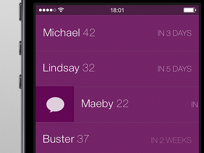 secret app [wip] app ios ios7 list minimal purple swipe wip work in progress