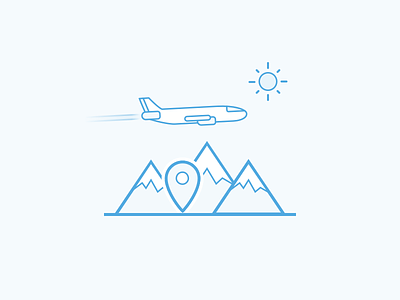 Travel Destinations airplane blue destination flat icon illustration location mountain pin sketch travel