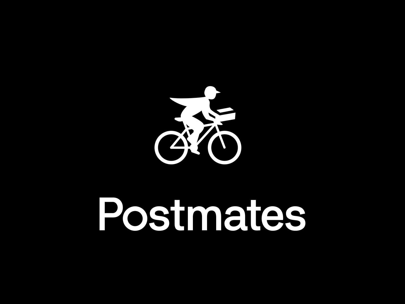 Postmates animated animation bicycle bike biking black company delivery gif job logo loop mascot monochrome motion motion design postmates riding white