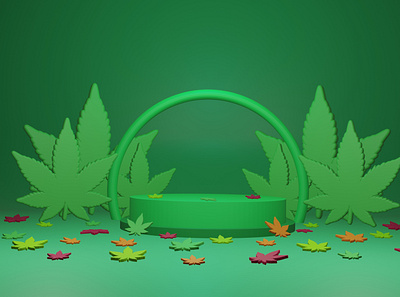 3D Podium Design with cannabis leafs 3d cannabis ganja graphic design