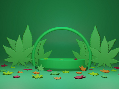 3D Podium Design with cannabis leafs