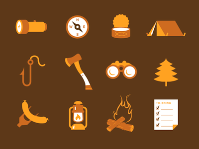 Camping Icons camp camping digital graphic design icon design icons illustration illustrations sabrina vector