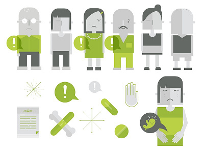 WIP of Health and Digestive Issues Icons digestion green health icons illustration infographics sad