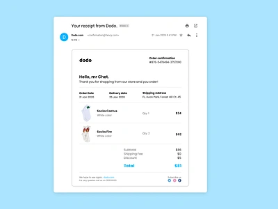 #DailyUI_017 Email Receipt dailyui design ui web