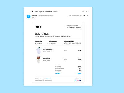 #DailyUI_017 Email Receipt