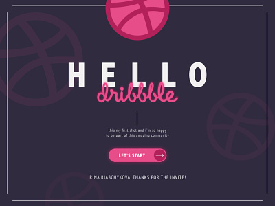 Hello Dribble design illustration typography ui web
