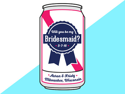 INVITATION | bridesmaid card for beer themed wedding beer beer can beer label brewery bride bridesmaid invitation pabst wedding