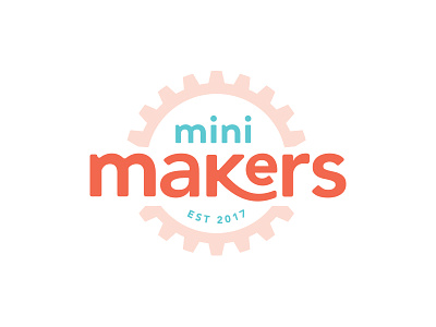 LOGO | mini makers—maker space for children circle circular design education gear identity logo mark non profit round type typography