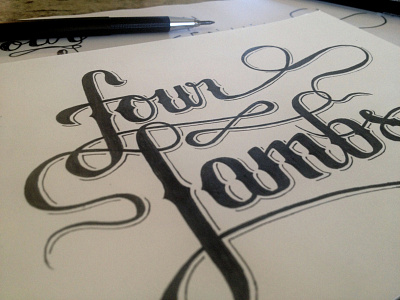 Four Lambs sketching typography