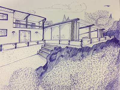 Bored on a course some time back architecture bicballpoint handdrawn