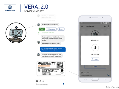 GE Appliances service chatbot app design
