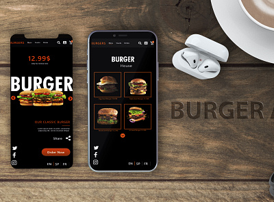 Burger App app art branding design flat logo minimal typography ui ux