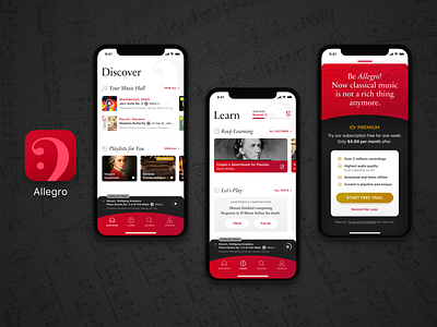 Classical Music App app app branding app icon classical classical music design design app designflows icon app interface music music app ui ui design user interface