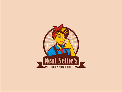Cleaning Woman 50s 60s cleaning logo services vintage woman