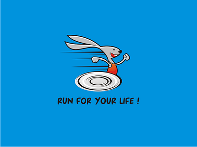 Run!! character cute fast funny logo mascot rabbit runner