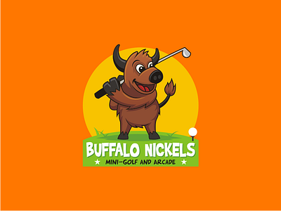 Buffalo Golf buffalo character cute fun game golf logo mascot