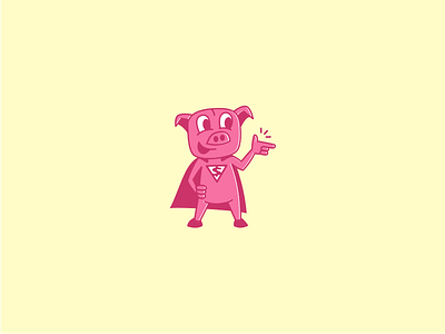 Piggy Bank Hero bank character cute dollar hero mascot money pig pink pork saving