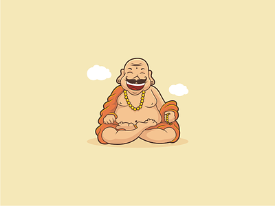 Smiling Buddha buddha cartoon character fun funny logo mascot smile vector