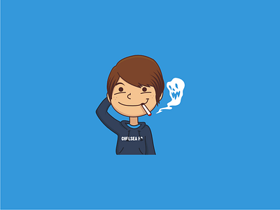 Self Potrait :) avatar blue boy character chelsea cute fans mascot monster smoke sticker