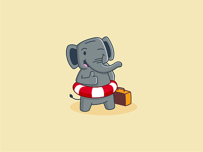 Elephant Life Guard character cute elephant fun funny mascot sticker thumb