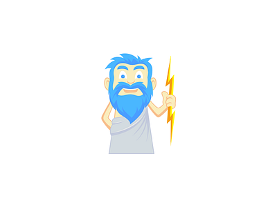 Zeus! blue bolt character fun funny logo mascot thunder zeus