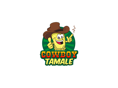 Cowboy Tamale badge character circle cowboy foodtruck fun green logo mascot restaurant tamale texas