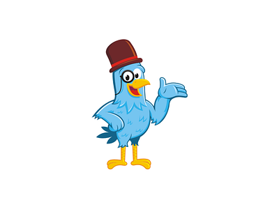Blue Bird bird blue character glases happy hat mascot