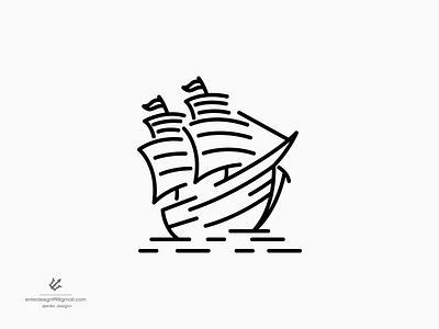 Boat line art boat branding design elegant illustration letter logo monogram logo simple ui vector