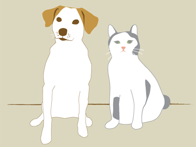 Henry And Evelyn Illustration cat dog pet