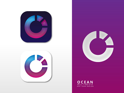 App icon design for Ocean Multimedia app app icon app icon design branding colorful design flat gradient illustration illustrator logo logodesign logotype vector