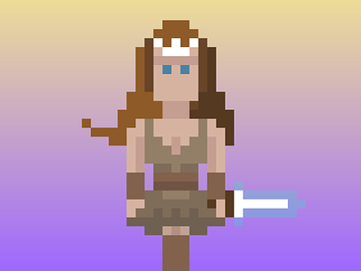 Lady Warrior character fantasy girl illustration lady pixel art pixels soldier sword warrior woman