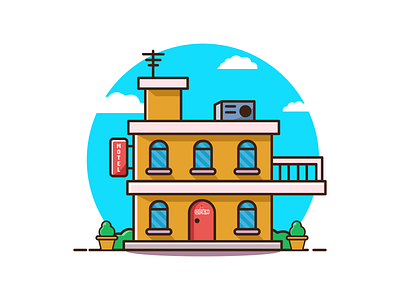 Motel architecture cartoon house design flat flat design flatdesign hotel house icon illustration logo minimal modern design motel simple design stay home vector vector art vector illustration vectorart