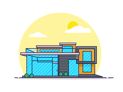 Modern Architecture House architecture architecture design architecture logo architecture visualization flat flat design flat illustration graphic design home home icon house illustration modern vector vectorart