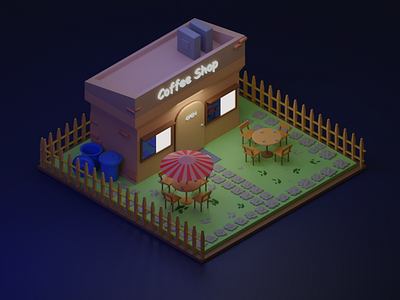 Coffee Shop 3d low poly