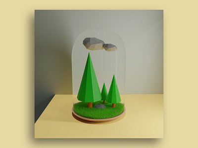 3D Lowpoly Tree in A Jar