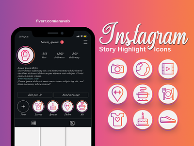 Instagram Story Highlight Icons app icon graphic design highlight icons icon icon design instagram icon story icon web icon