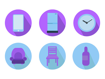 Home icon set bottle chair design flat furniture icon illustration smartphone vector