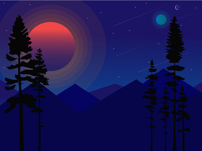 Moonlight Landscape design illustration landscape design landscape illustration ui vector vectorart