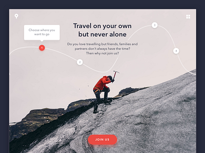 Simple yet powerful landing page for a travel startup