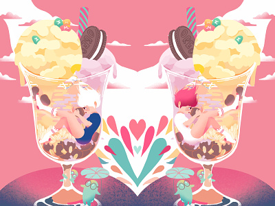milk tea twins couple design foodie illustration milktea originalcharater spring twins wacom