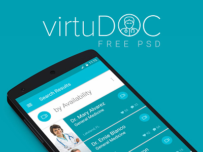 virtuDOC - Free PSD design doctor freebie health healthcare material medical photoshop psd telehealth ui user interface