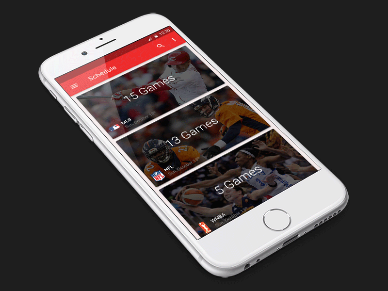 Sports Events Concept App material mobile nfl sports ui ui design