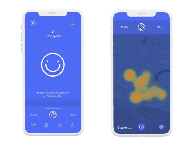 Nebo App | Real-time air quality monitoring network air pollution air quality smile ui ui design ux uxui